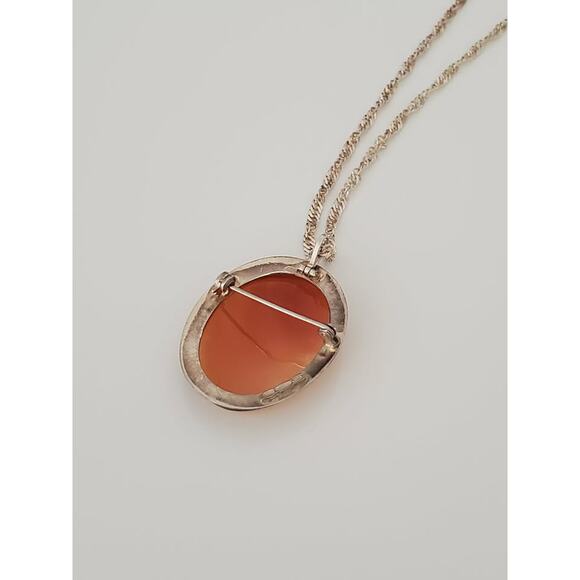 Sterling Italian Carved Cameo Brooch Necklace – Vue Vintage Sterling Italian Carved Cameo Brooch Necklace